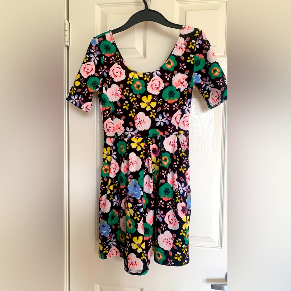 Black Floral Dress w/ Pockets